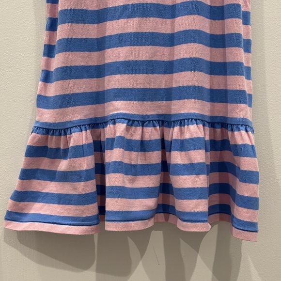 Ralph Lauren Girls Striped Stretch Mesh Polo Dress Drop Waist Blue Pink M NWOT - Picture 7 of 10